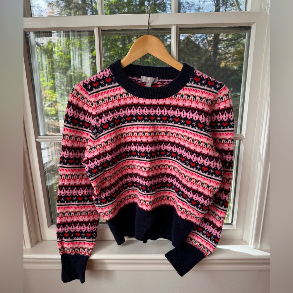 J. Crew “Shrunken” Fair Isle Crewneck Sweater Size Small
